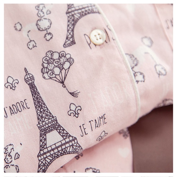 “Breakfast in Paris” Girls/Tween Flannel bundle pj set w/Anthropologie headband - Picture 9 of 9